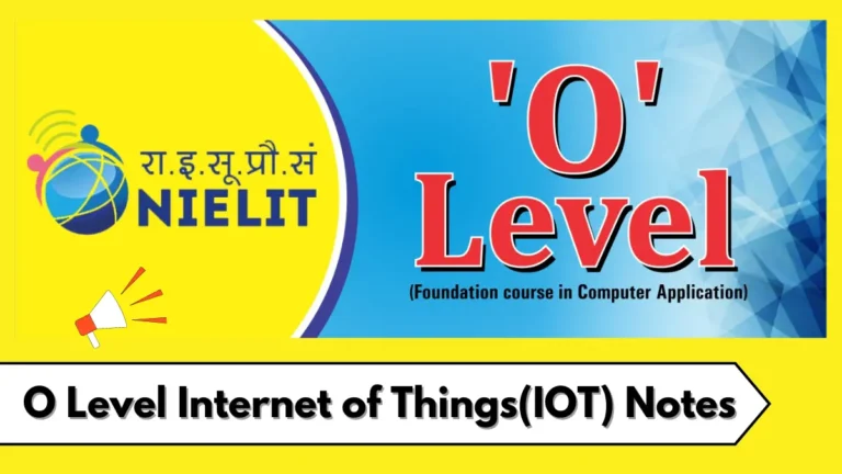 O Level Internet of Things Notes PDF