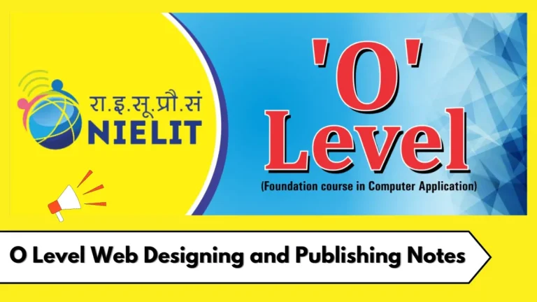 O Level Web Designing and Publishing Notes